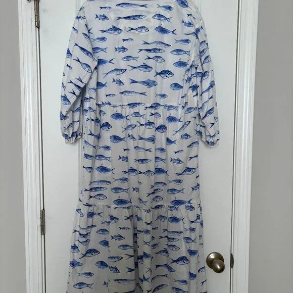 Anthropologie Maeve Tiered Fish Dress Midi - Picture 2 of 4